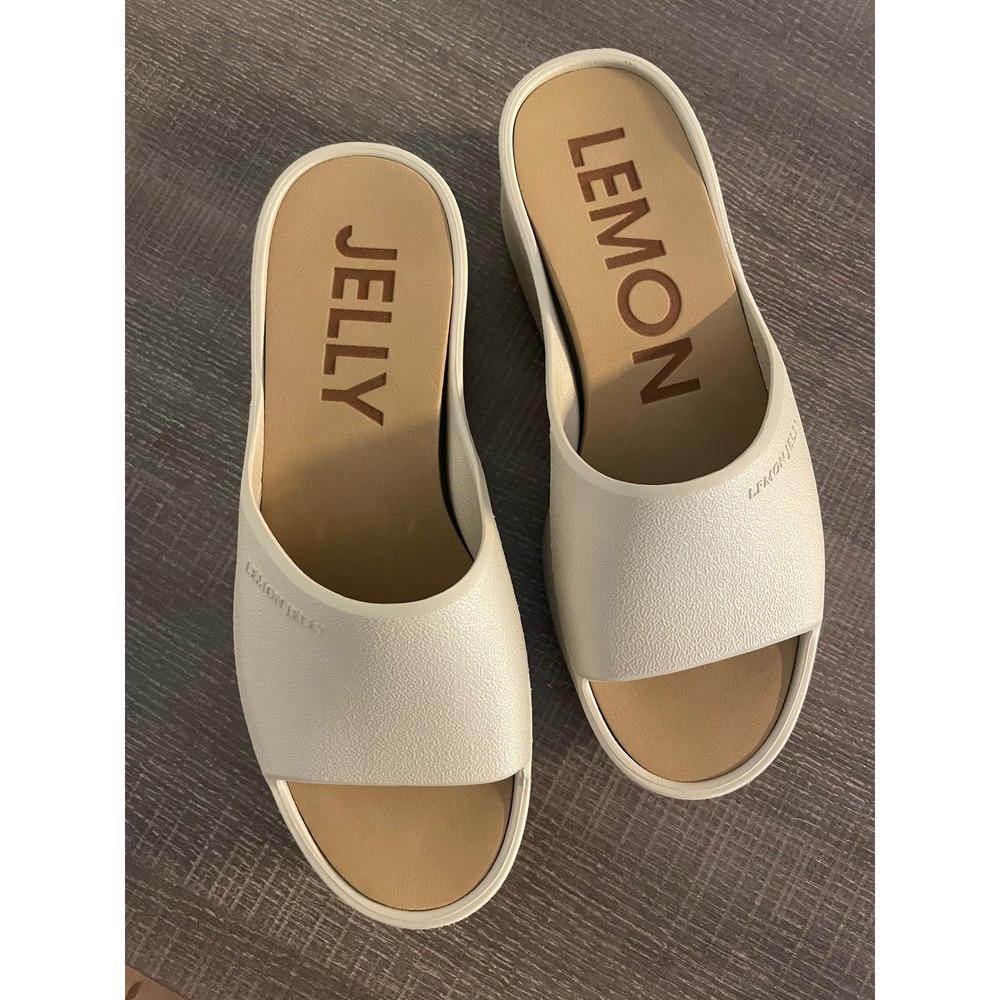 Lemon Jelly Women Platform Slide Sandal Off White Pearlized Size 39